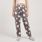Women's Grey Straight Fit Heart Lounge Pyjama, Light Grey, small
