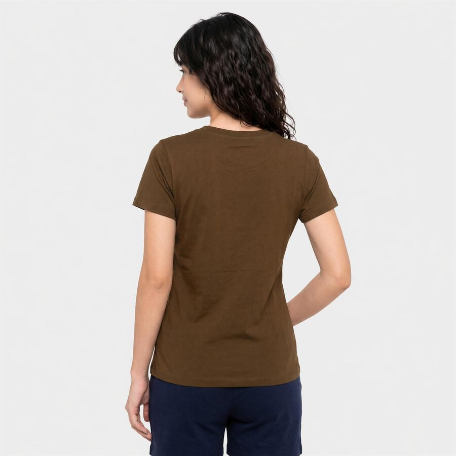 Women's Olive Green Round Neck Regular T-Shirt, Olive, large