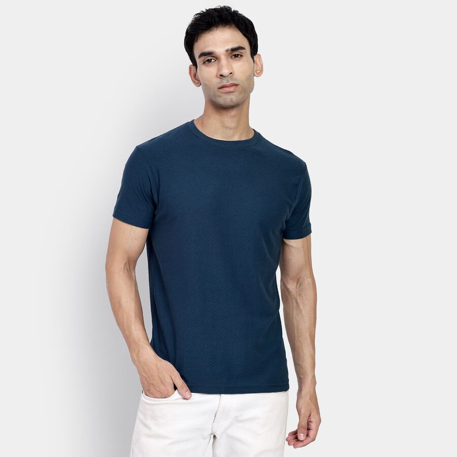 Men's Round Neck Half Sleeves T-Shirt, टील ब्लू, large image number null