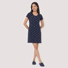 Women's Navy Blue Round Neck T-Shirt Style Nighty, Navy Blue, small