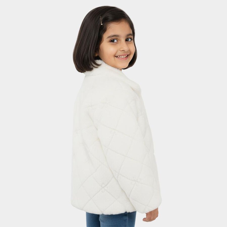 Girls Snow White Classic Casual Jacket, सफ़ेद, large image number null