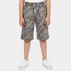 Boys' Grey Relaxed Fit Printed Cotton Jamaican Shorts, Light Grey, small