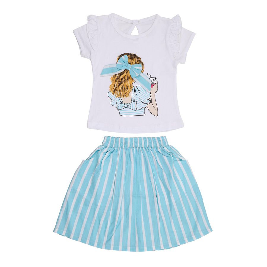 Girls' Top Skirt, Aqua, large image number null