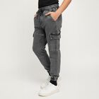 Boys Charcoal Grey Regular Fit Cargo Jogger Trousers, गहरा ग्रे, small image number null