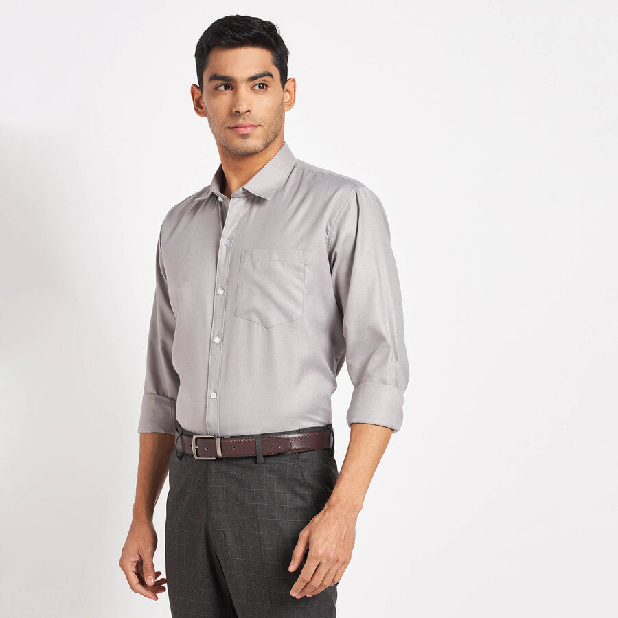 Solid Formal Shirt, Dark Grey, large image number null