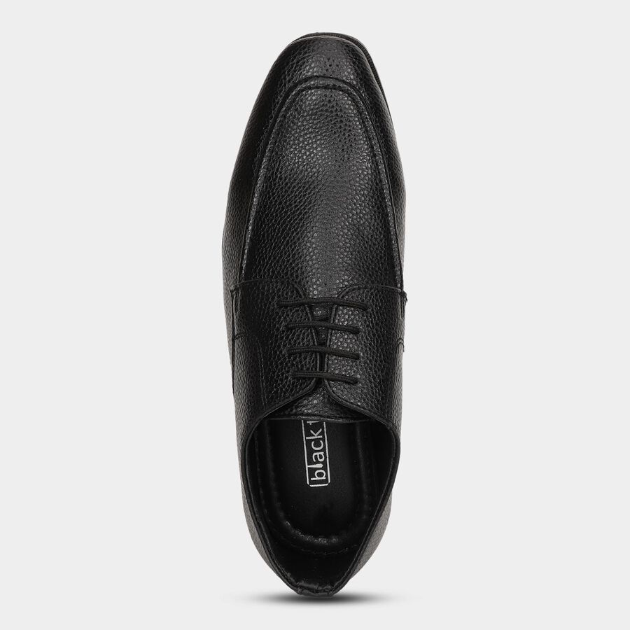 Men's Jet Black Lace-Up Formal Shoes, काला, large