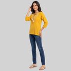 Women's Yellow Solid Straight Kurti, Yellow, small