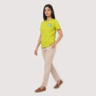 Women's Green Round Neck Regular T-Shirt, Neon Green, small