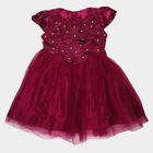Girls' Wine Fit and Flare Embellished Party Wear Frock, Wine, small