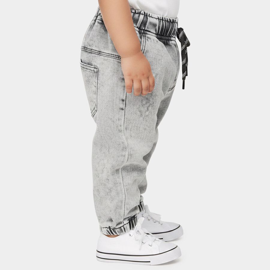 Infants Grey Jogger Fit Washed Jeans, हल्का ग्रे, large