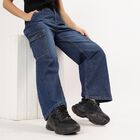 Ladies' 100% Cotton Jeans, Dark Blue, small image number null