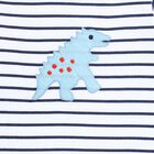 Infants' Navy Cotton Crew Neck Striped Baba Suit, Navy Blue, small