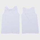 Boys White Cotton Round Neck Vest, सफ़ेद, small