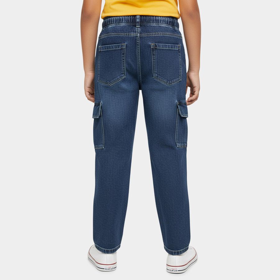 Boys' Navy Regular Fit Cotton Jeans, Mid Blue, large