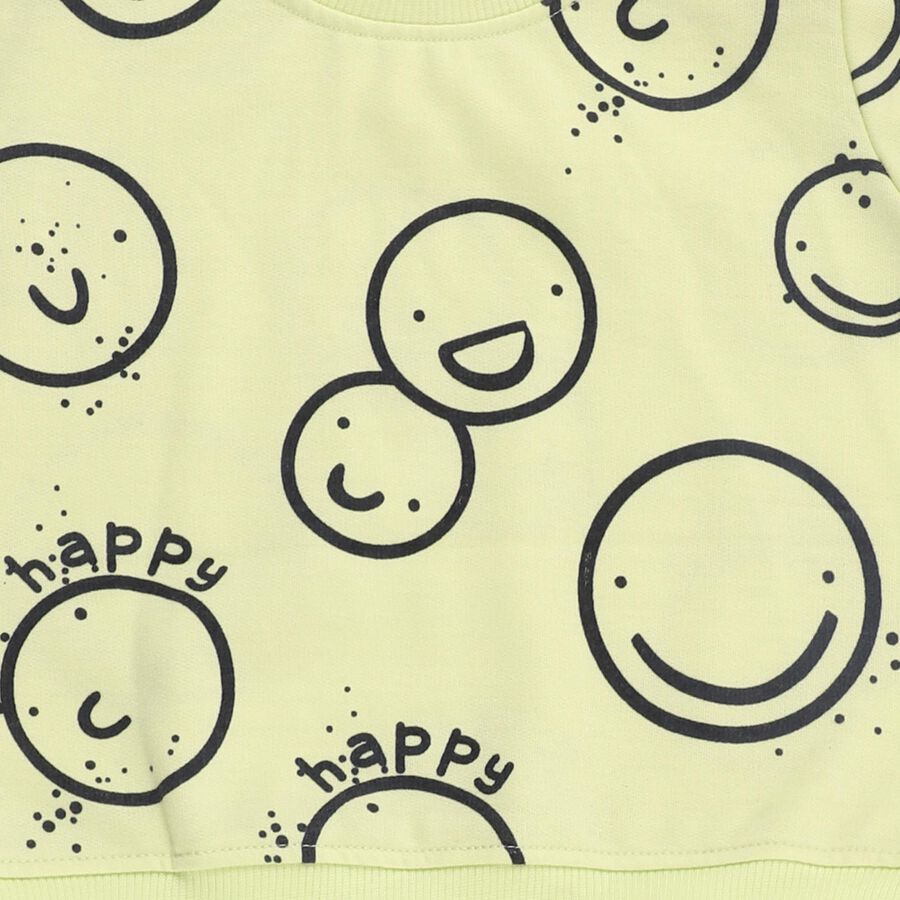 Infants' Light Green Round Neck Cartoon Printed Baba Suit, Light Green, large image number null