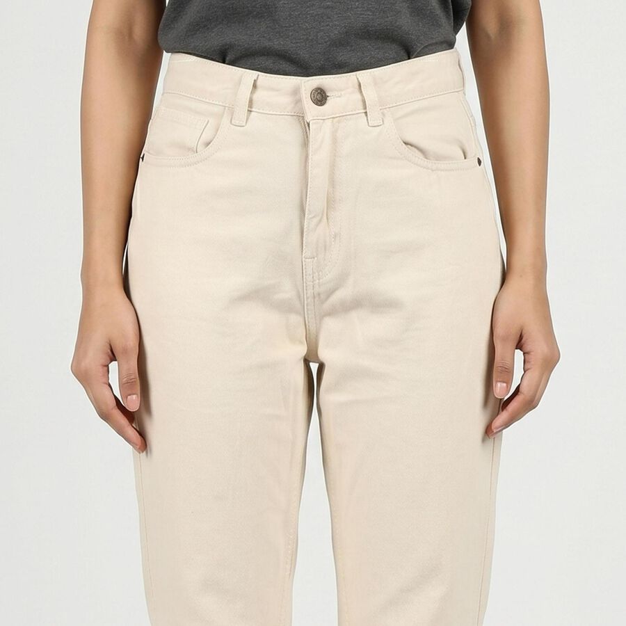Women's White Straight Fit Classic Jeans, Off White, large