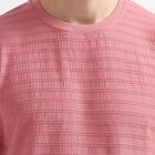 Men's Light Pink Round Neck Textured T-Shirt, Light Pink, small image number null