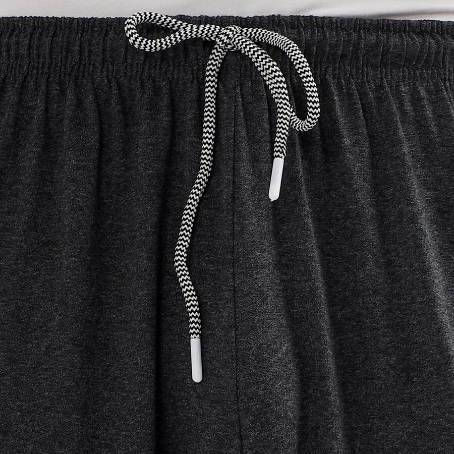 Men's Charcoal Black Regular Fit Side-Striped Track Pants, Dark Grey, large image number null