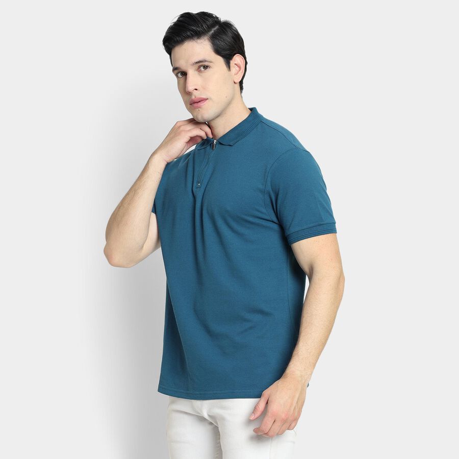 Men's Collared Half Sleeves T-Shirt , टील ब्लू, large image number null