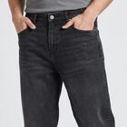 Men's Dark Grey Straight Fit Washed Jeans, गहरा ग्रे, small