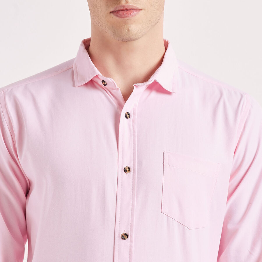 Solid Casual Shirt, Pink, large image number null
