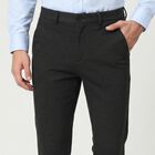Men's Charcoal Slim Fit Flat-Front Trousers, चारकोल, small