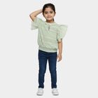 Girls' Light Sage Green Peter Pan Collar Romantic T-Shirt, Light Green, small