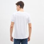 Men's Snow White Round Neck Casual T-Shirt, White, small