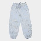 Girls' Light Blue Metallic Print Cotton Blend Pyjama, Light Blue, small