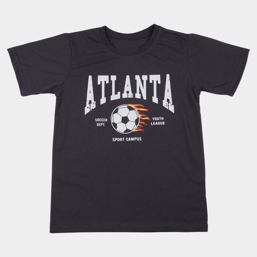 Boys' Half Sleeves T-Shirt, गहरा ग्रे, large