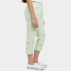 Girls' Light Green Regular Fit Printed Capri, Light Green, small