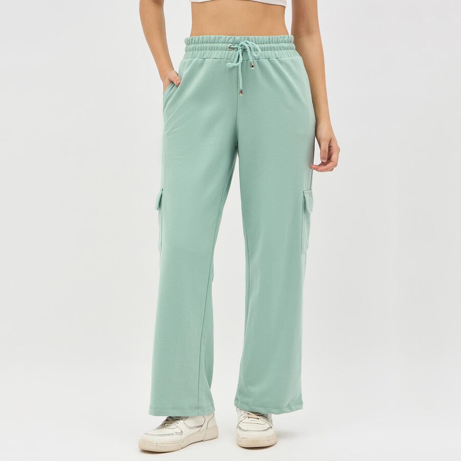 Women's Mint Green Regular Fit Cargo Jogger Track Pants, Light Green, large