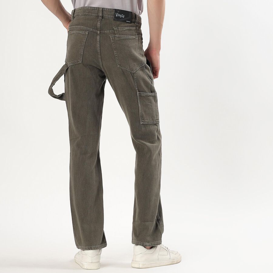 Men's Muted Olive Skinny Fit Utility Style Jeans, Olive, large image number null