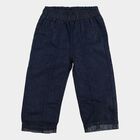Girls' Navy Blue Regular Fit Pull-On Jeans, गहरा नीला, small