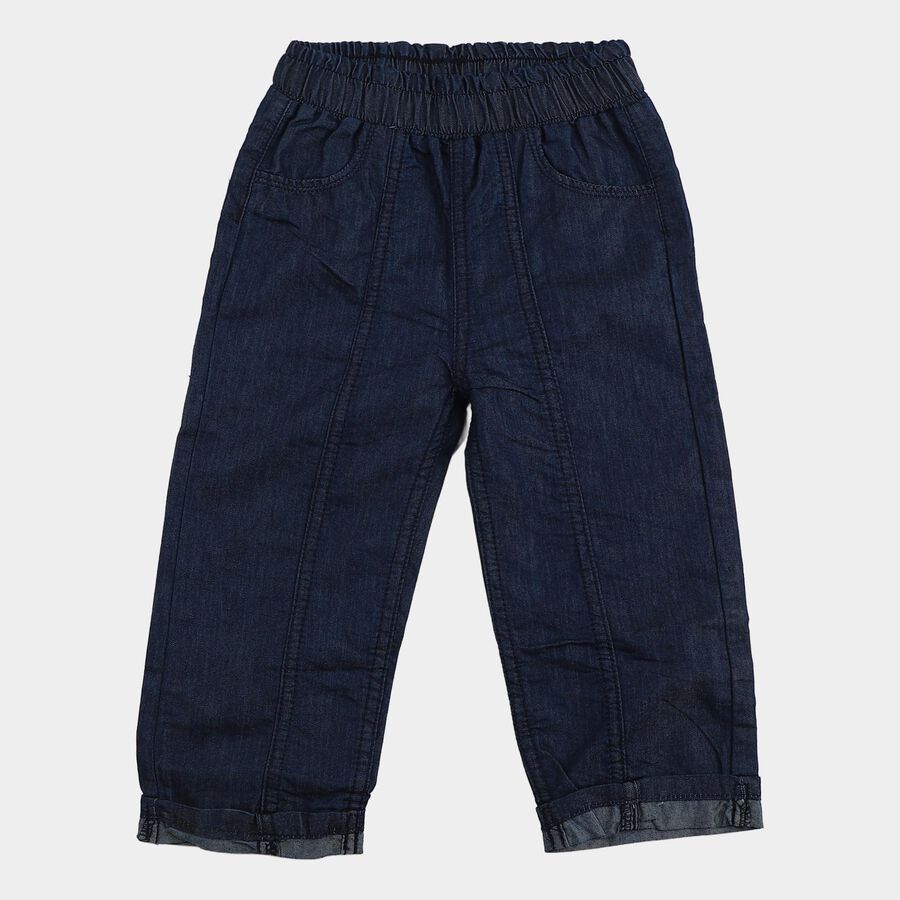 Girls' Navy Blue Regular Fit Pull-On Jeans, गहरा नीला, large
