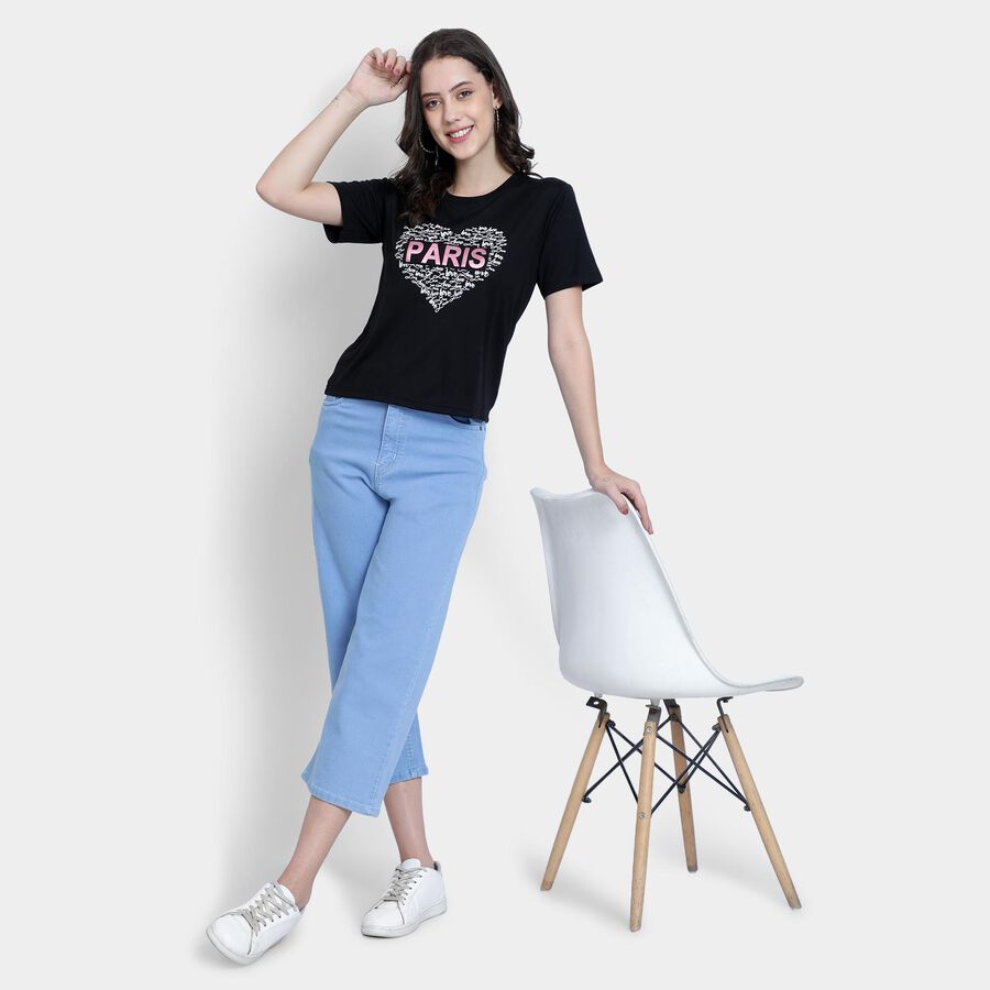 Ladies' Round Neck T-Shirt , Black, large image number null