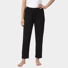 Women's Black Regular Fit Solid Lounge Pyjama, काला, small