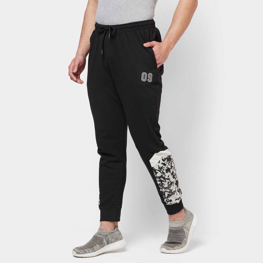 Printed Slim Fit Track Pants, Black, large image number null