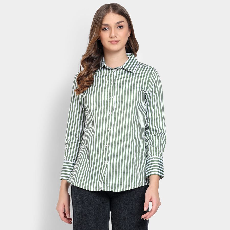 Ladies' 100% Cotton Shirt, Light Green, large image number null