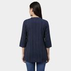 Women's Navy Blue Round Notch Neck Floral Printed Kurti, Navy Blue, small