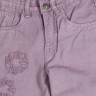 Girls' Lavender Straight Fit Embroidered Jeans, Lilac, small