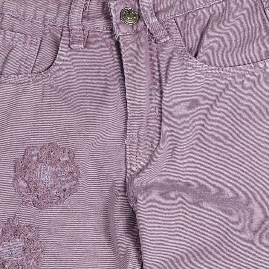 Girls' Lavender Straight Fit Embroidered Jeans, Lilac, large