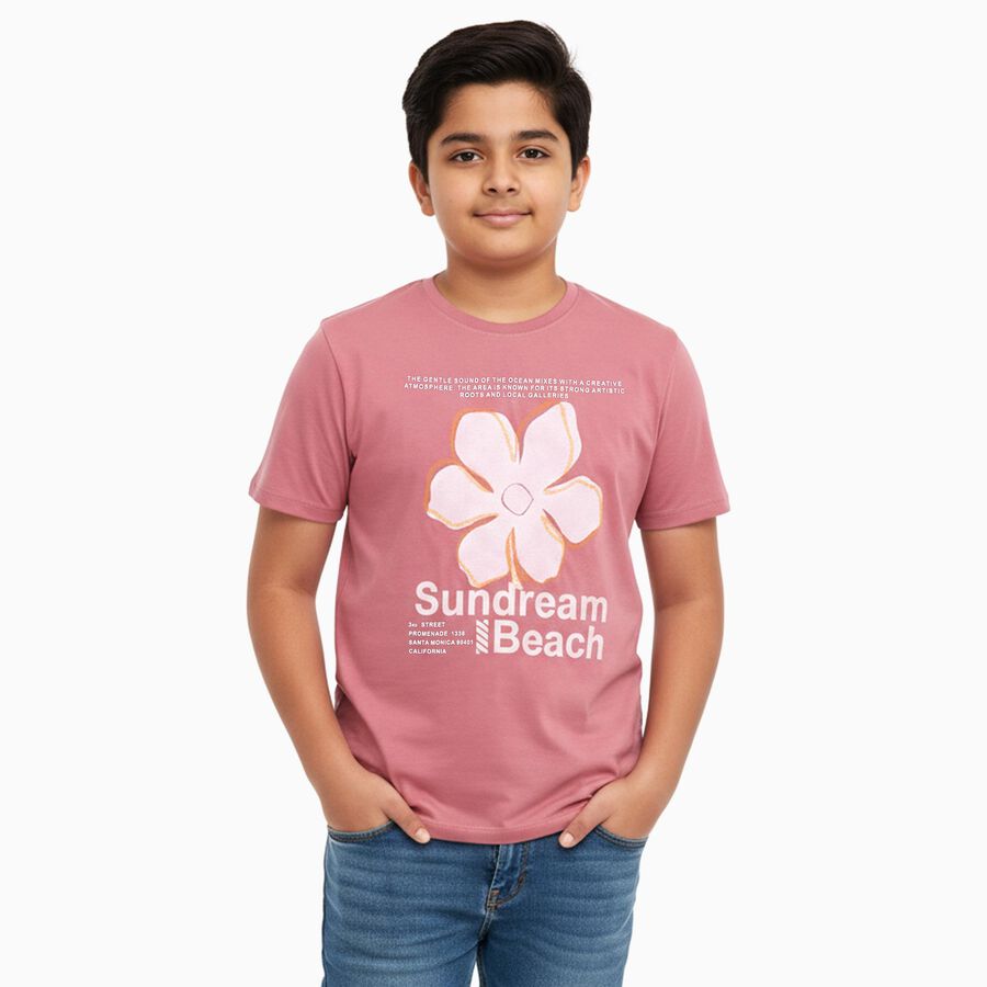 Boys' Half Sleeves T-Shirt, Pink, large image number null