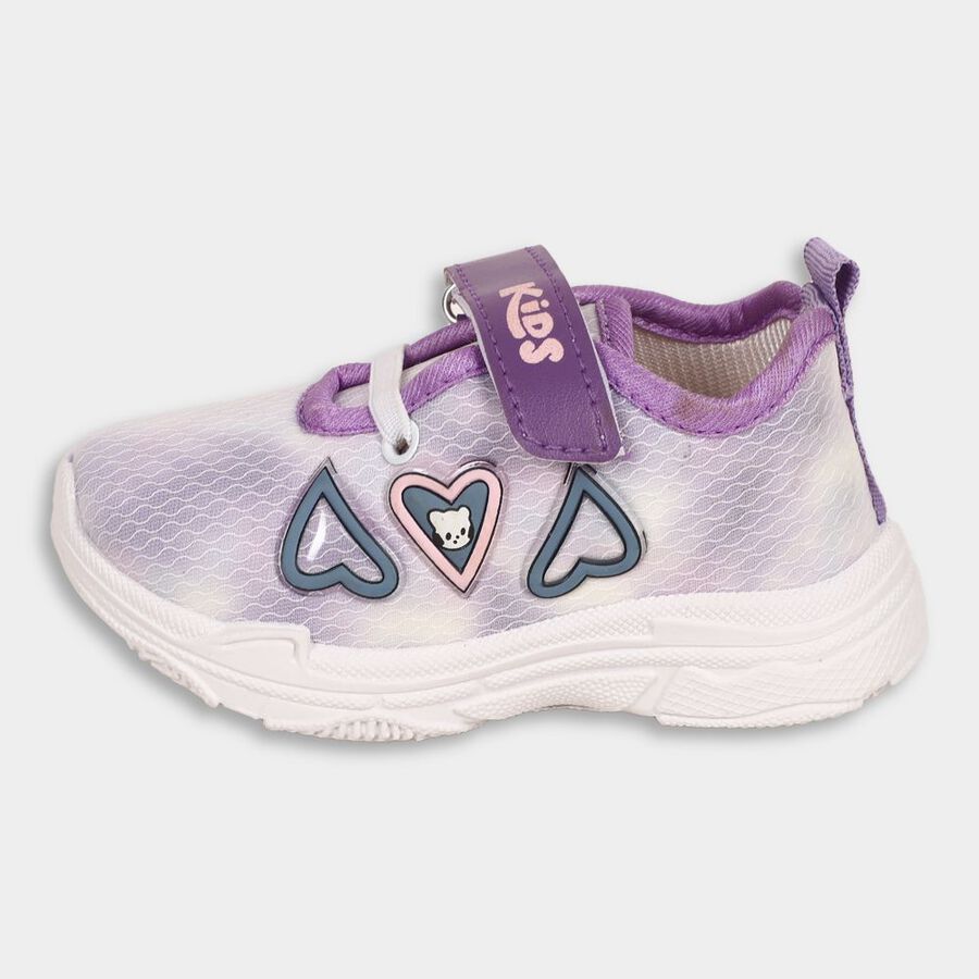 Girls Purple Velcro Strap Sneakers, Purple, large