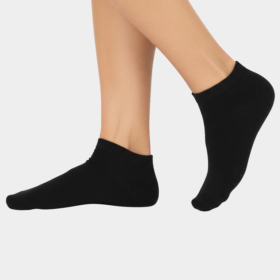 Men's Jet Black and Charcoal Gray Ankle Length Cotton Blend Socks Pack of 3, Navy Blue, large