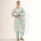 Women's Light Aqua Blue Printed Ethnic Set, एक्वा, small image number null