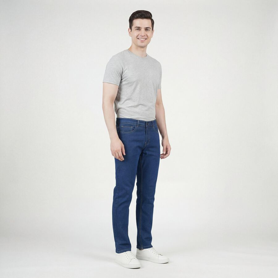 Men's Blue Slim Fit Jeans, Mid Blue, large