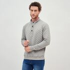 Men's Light Grey High Neck Quilted Sweatshirt, Light Grey, small image number null