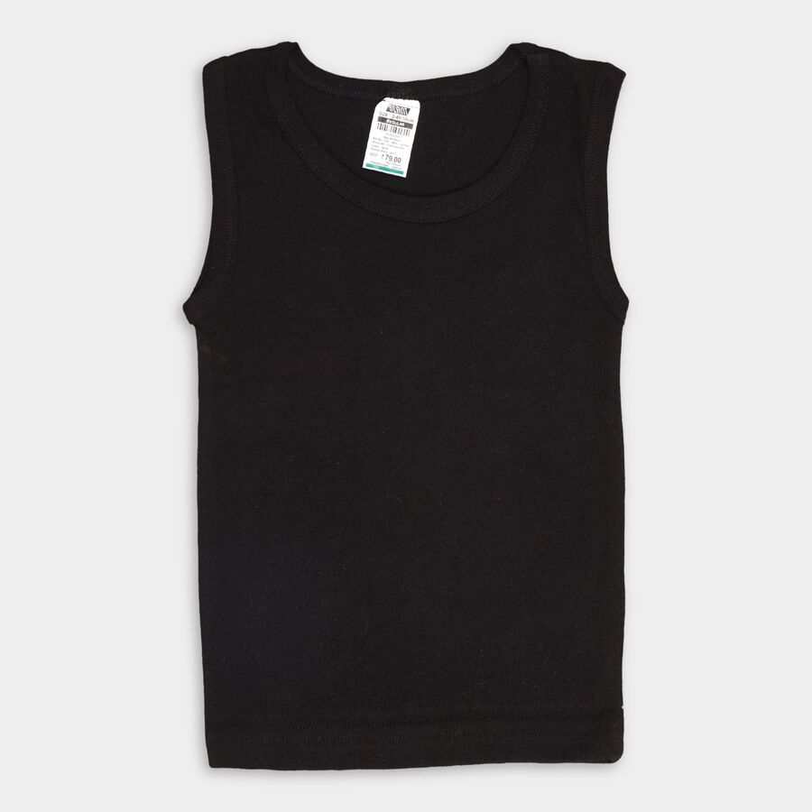 Boys' 100% Cotton Vest, Black, large image number null
