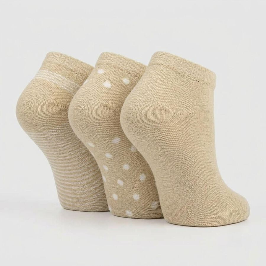 Women's Beige Regular Fit Solid and Printed Pack of 3 Socks, गहरा पीला, large